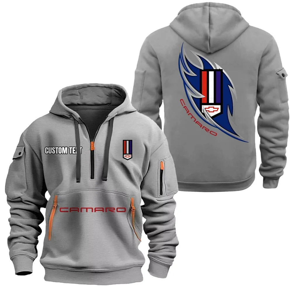 camaro Hoodie Half Zipper CAR1701112045, CAR All Over Print Hoodie Half Zipper - Gray