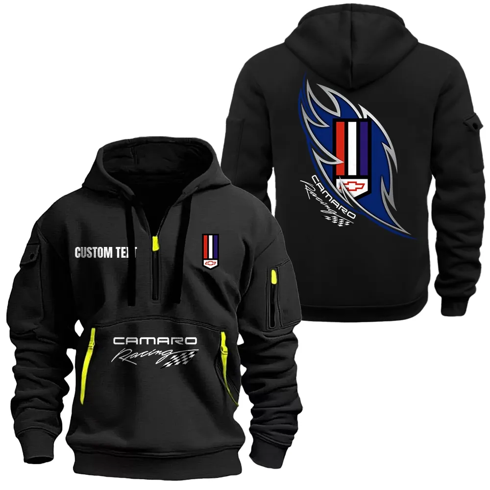 camaro racing Hoodie Half Zipper CAR1701112046, CAR All Over Print Hoodie Half Zipper - Black