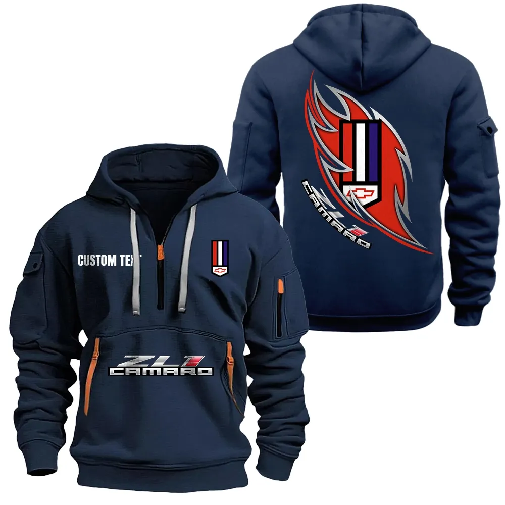 Camaro-zl1 Hoodie Half Zipper CAR1701112048, CAR All Over Print Hoodie Half Zipper - Navy