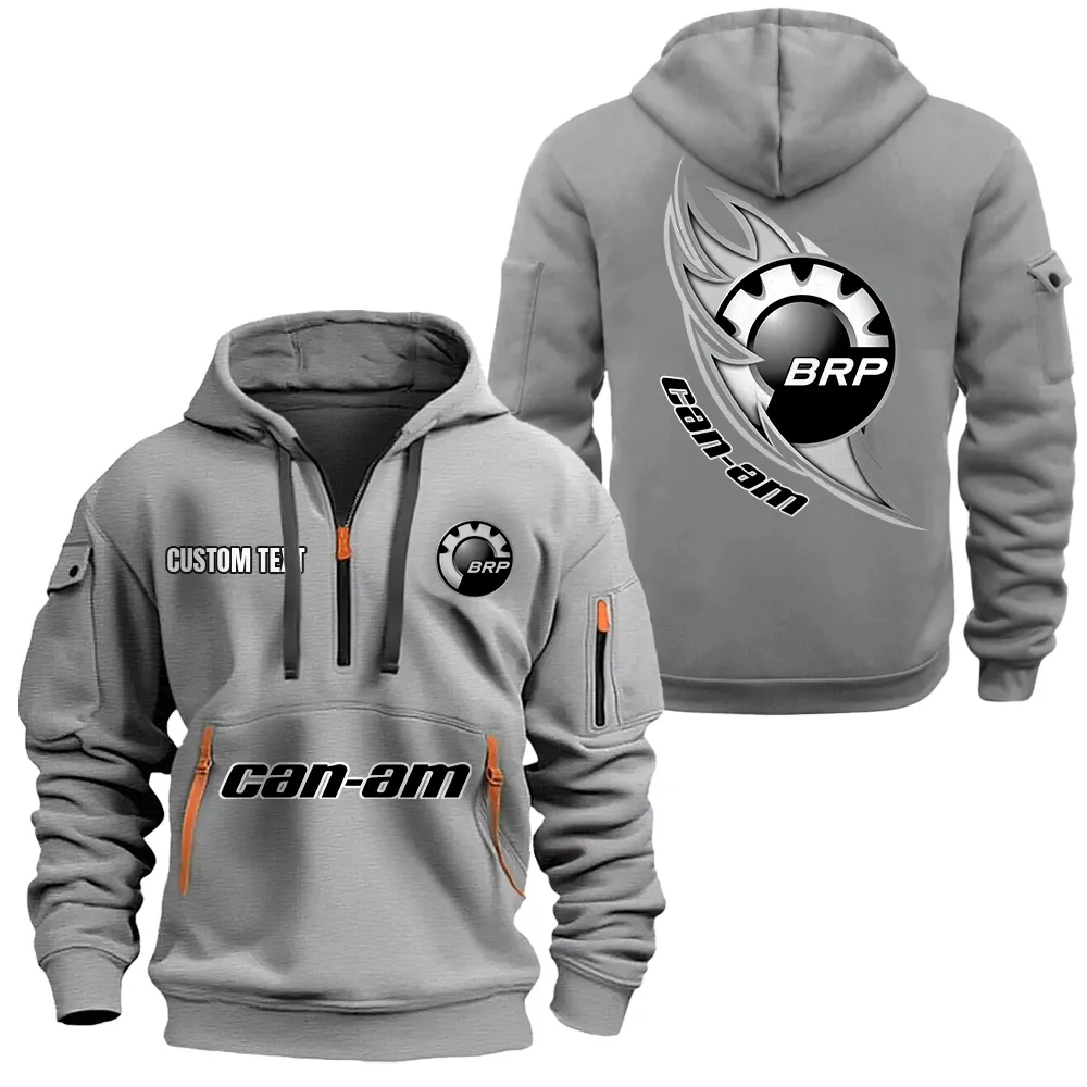 Can Am motorcycles Hoodie Half Zipper CAR1701112049, CAR All Over Print Hoodie Half Zipper - Gray
