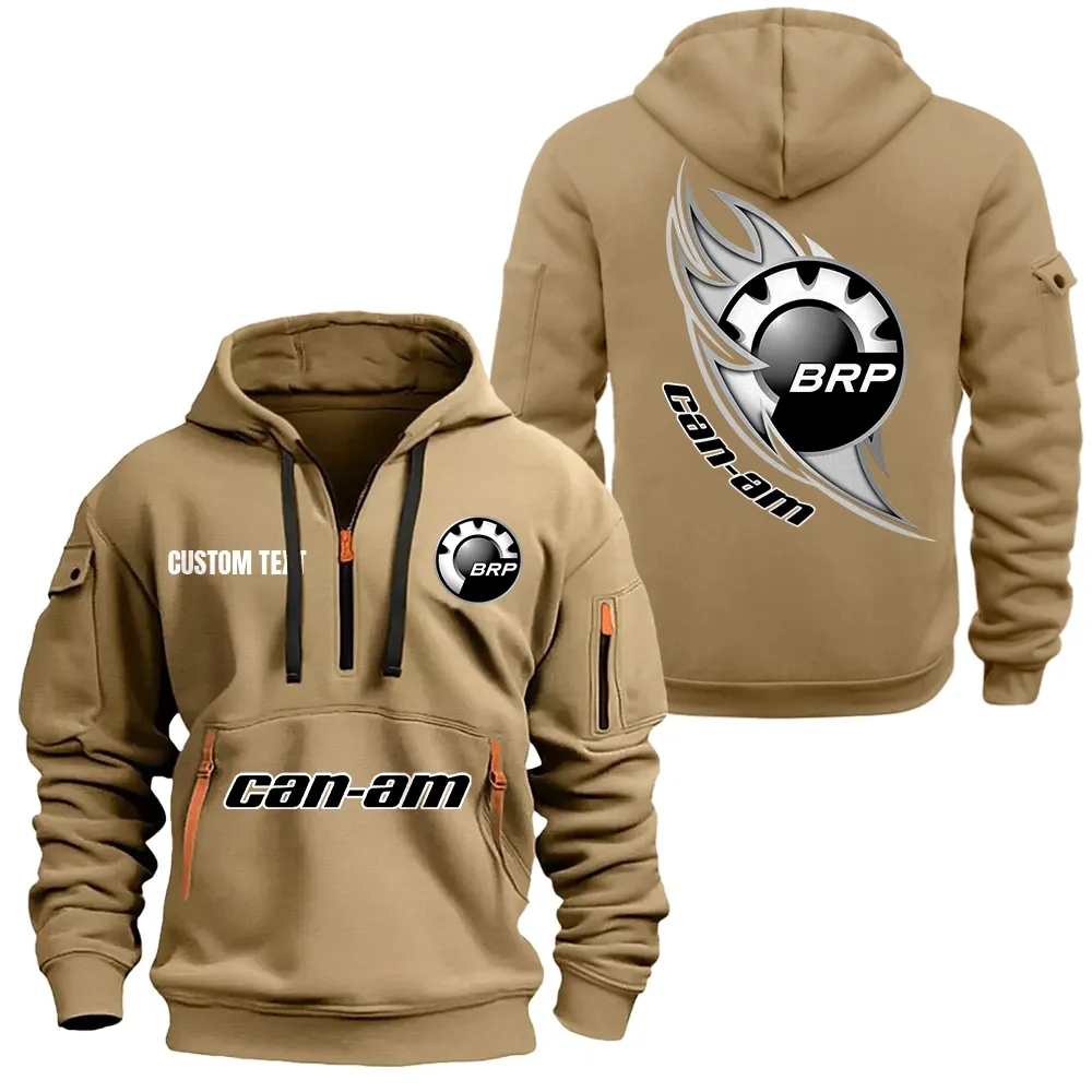Can Am motorcycles Hoodie Half Zipper CAR1701112049, CAR All Over Print Hoodie Half Zipper - Khaki