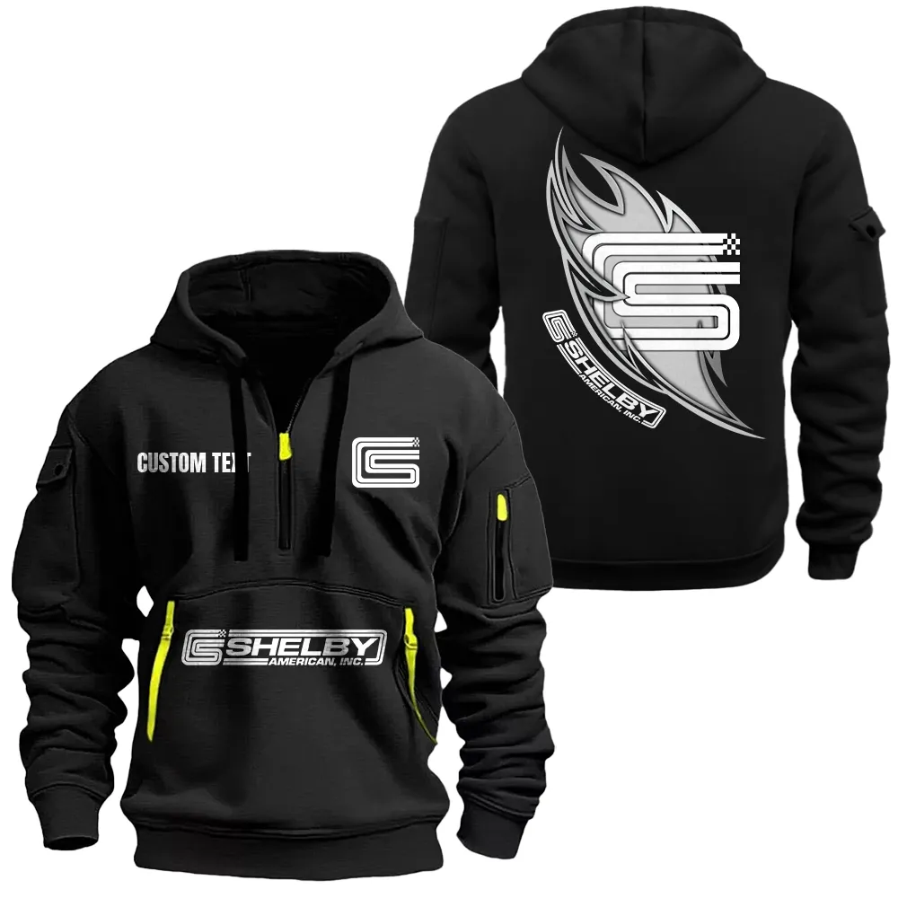 carroll shelby Hoodie Half Zipper CAR1701112051, CAR All Over Print Hoodie Half Zipper - Black