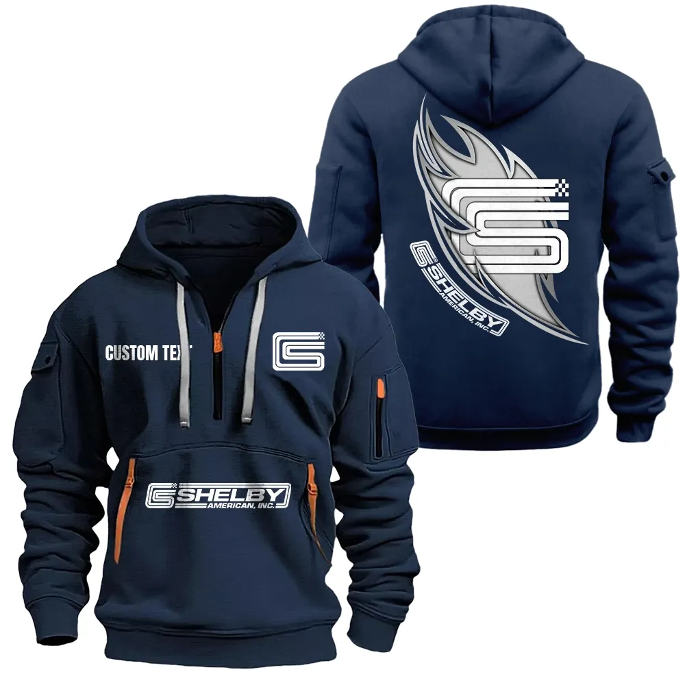 carroll shelby Hoodie Half Zipper CAR1701112051, CAR All Over Print Hoodie Half Zipper - Navy