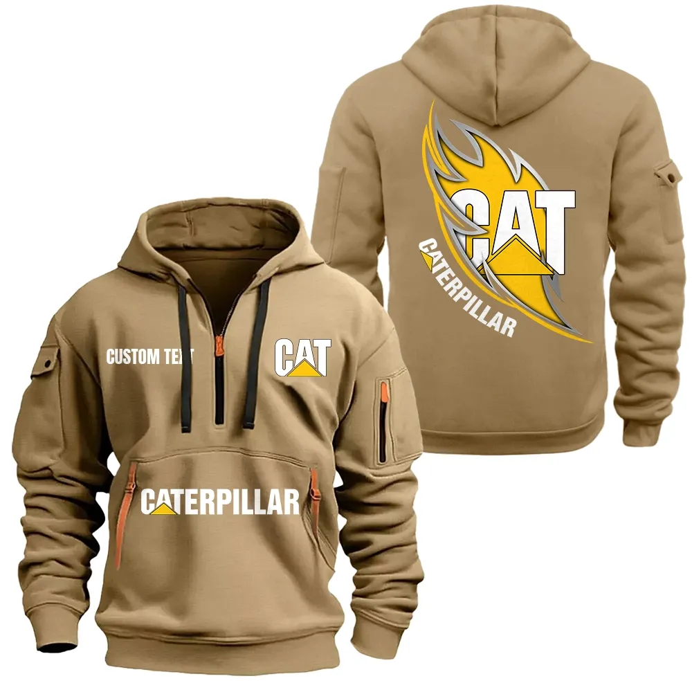caterpillar inc hoodie half zipper car1701112053 car all over print hoodie half zipper khaki bk4qb