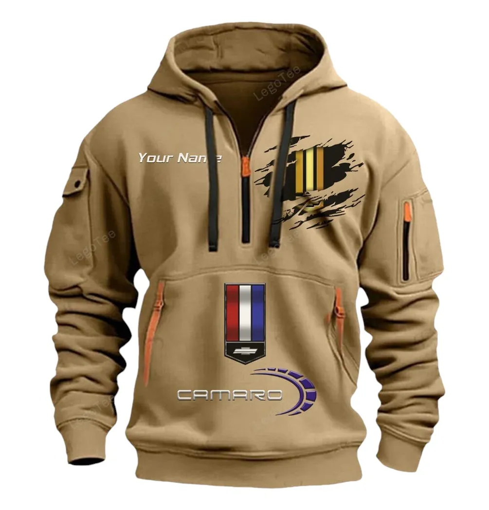 chevrolet camaro half zip hoodie car113021425800 best gift for him husband boyfriend khaki 3gnqw