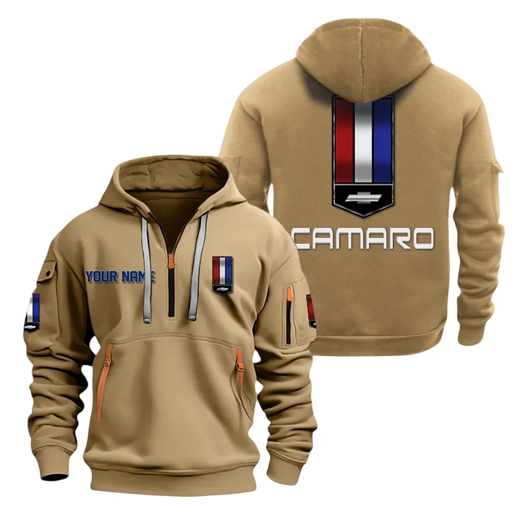 Chevrolet Camaro Half Zip Hoodie For Men, Gift For Chevrolet Camaro Lovers CAR20022125702 - Khaki