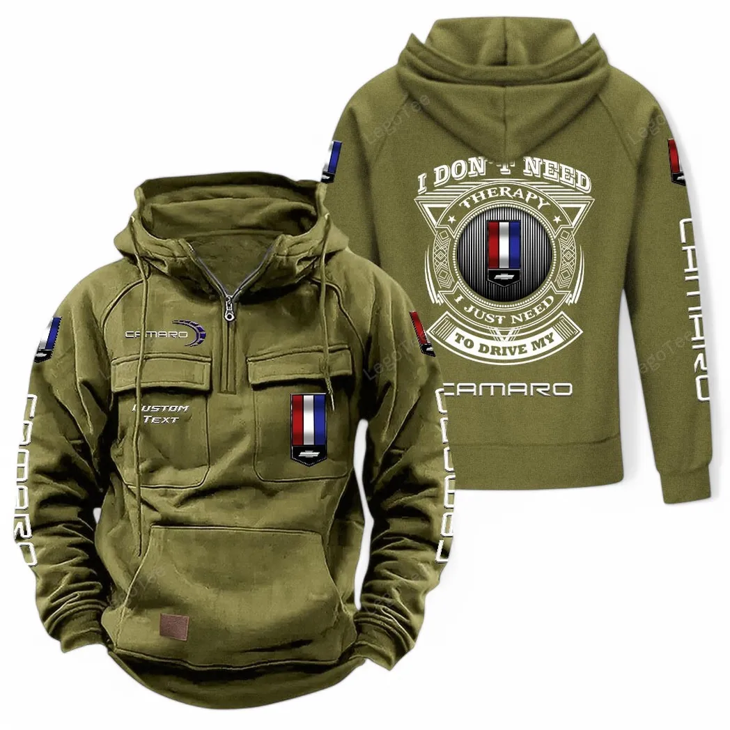 Chevrolet Camaro Tactical Quarter Zip Hoodie CAR106021525042, Gifts For Men, Him, Husband, Boyfriend - Army Green