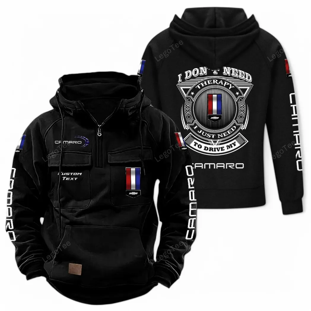 Chevrolet Camaro Tactical Quarter Zip Hoodie CAR106021525042, Gifts For Men, Him, Husband, Boyfriend - Black