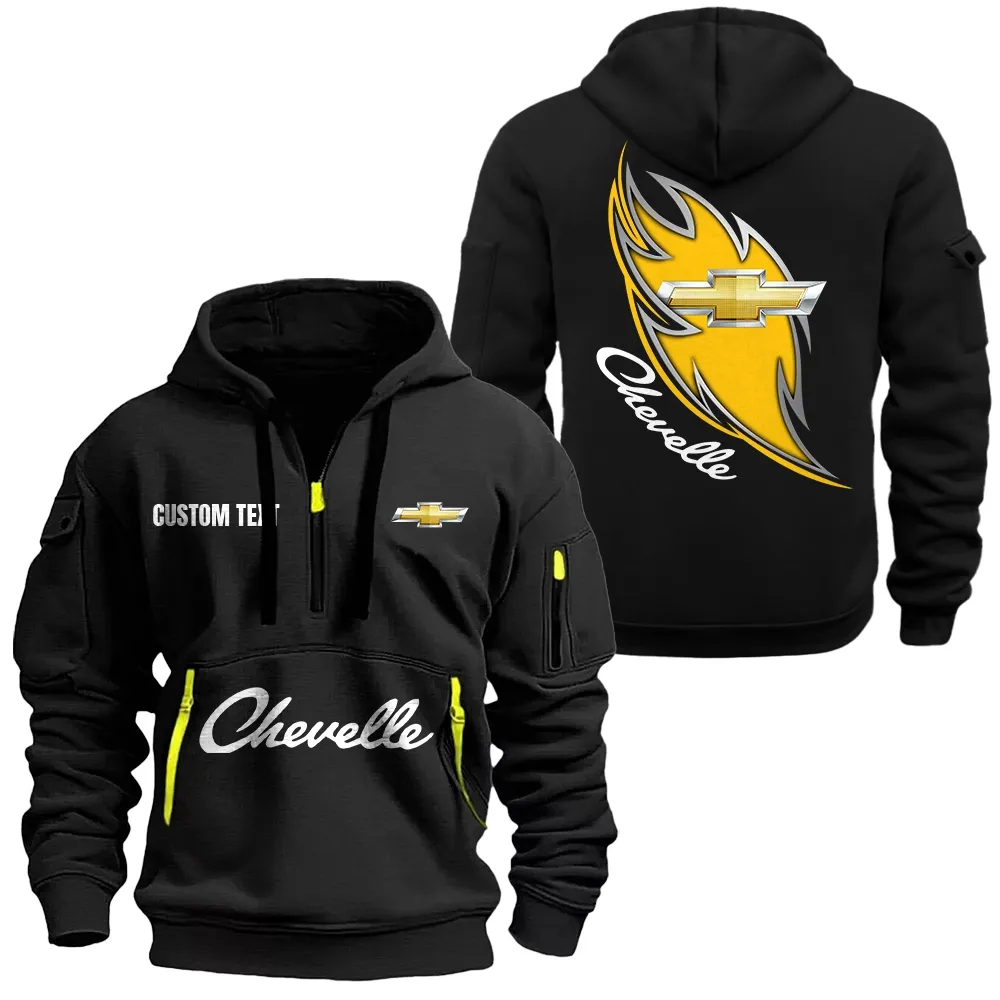 chevrolet chevelle hoodie half zipper car1701112055 car all over print hoodie half zipper black yq5of