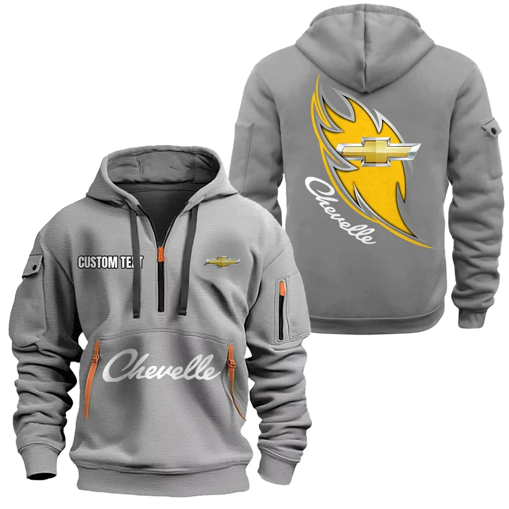 Chevrolet Chevelle Hoodie Half Zipper CAR1701112055, CAR All Over Print Hoodie Half Zipper - Gray