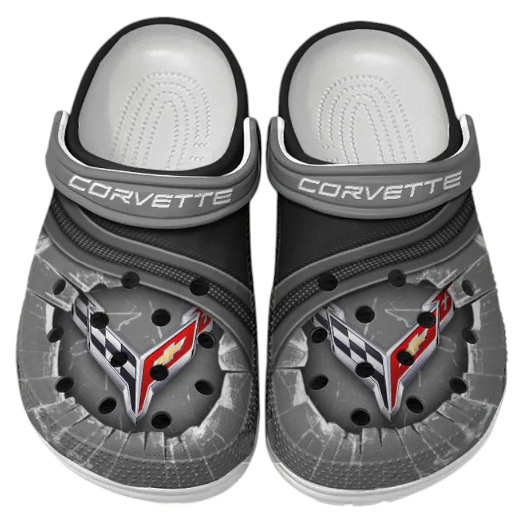 Chevrolet Corvette Crocs Clogs Men Women, Gift For Chevrolet Corvette Fan CAR188032025116 - Gray
