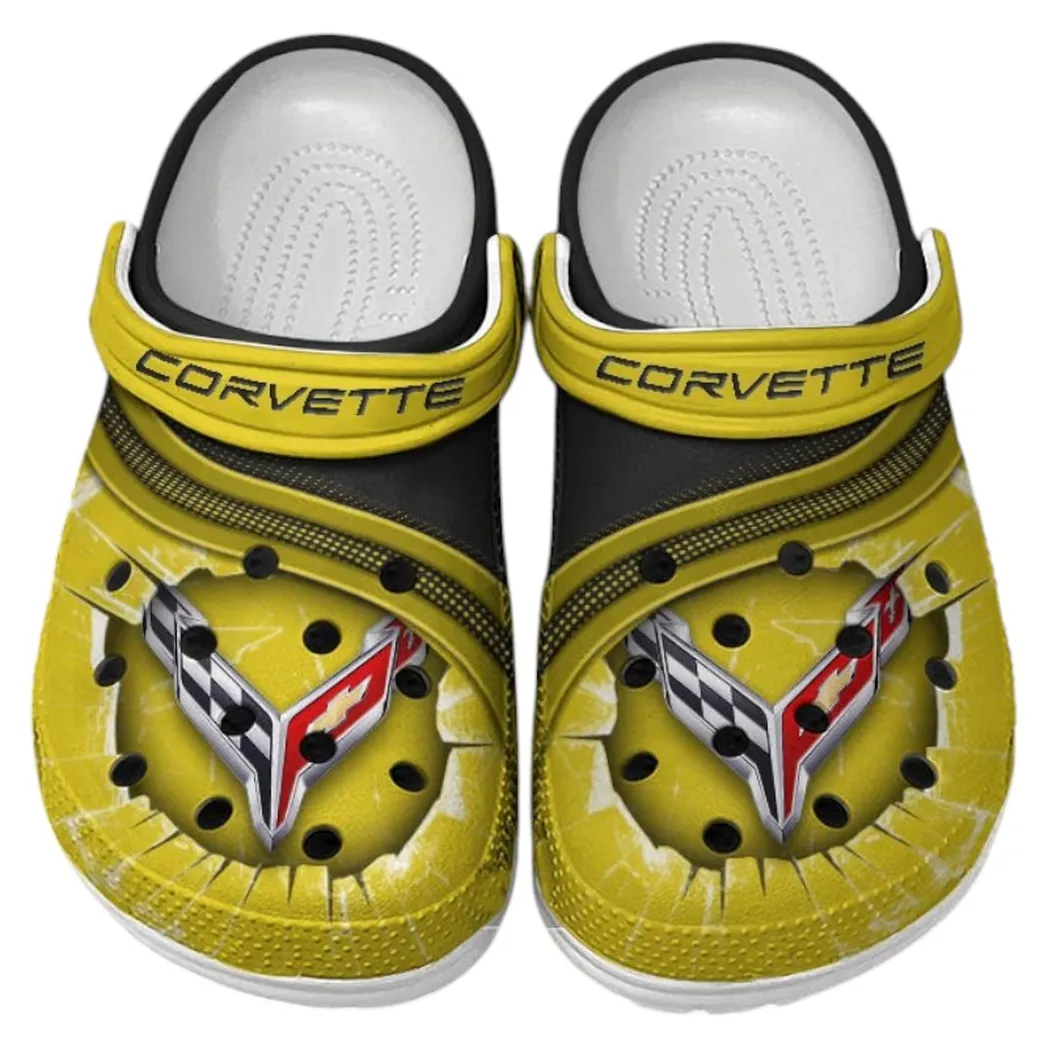 Chevrolet Corvette Crocs Clogs Men Women, Gift For Chevrolet Corvette Fan CAR188032025116 - Yellow