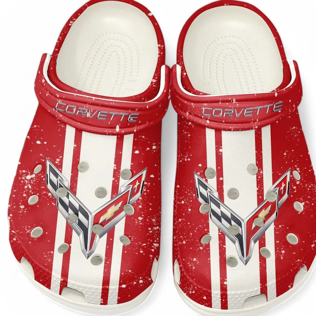 Chevrolet Corvette Crocs, Gift For Chevrolet Corvette Lovers, Gift For Him, Husband, Boyfriend CAR62022025015 - White