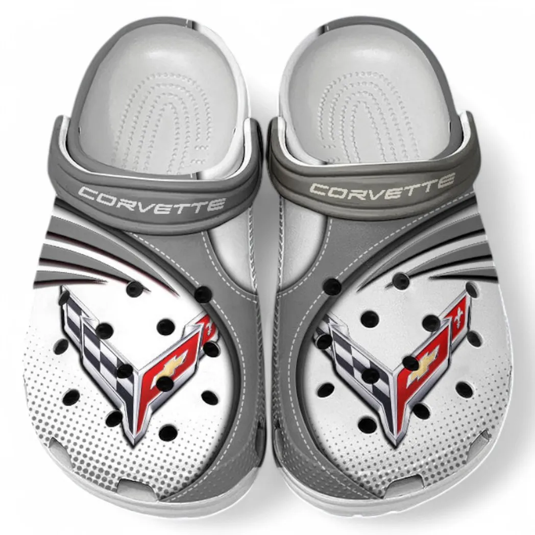 Chevrolet Corvette Crocs Sandals For Men Women, Gift For Chevrolet Corvette Fan CAR181031525705 - Gray