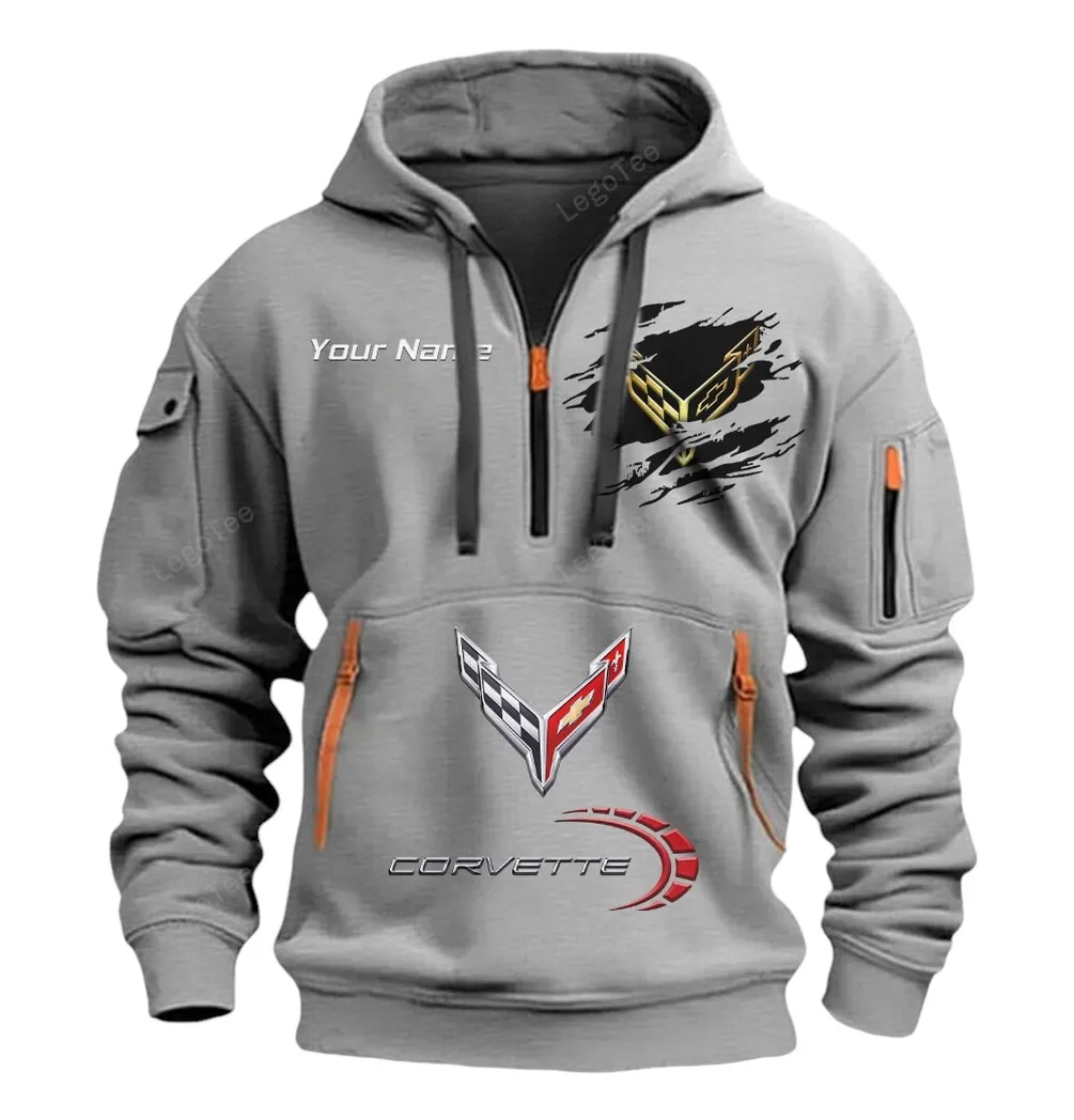 chevrolet corvette half zip hoodie car113021425782 best gift for him husband boyfriend gray