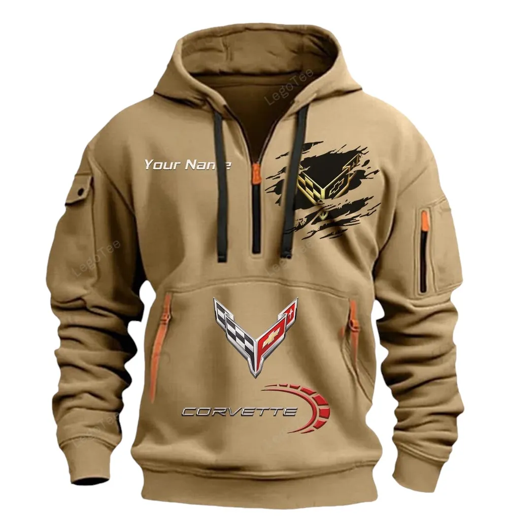 chevrolet corvette half zip hoodie car113021425782 best gift for him husband boyfriend khaki c9fij