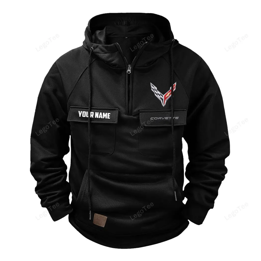 Chevrolet Corvette Tactical Quarter Zip Hoodie, Gift For Chevrolet Corvette Lovers, Gift For Him, Husband, Boyfriend - Black CAR109021425339-2
