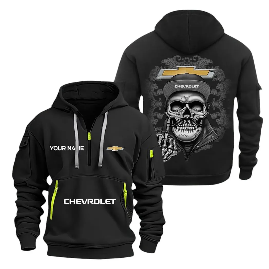 Chevrolet Half Zip Hoodie For Men, Gift For Chevrolet Fan CAR166022625117 - Black