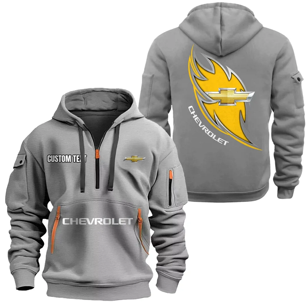 Chevrolet Hoodie Half Zipper CAR1701112057, CAR All Over Print Hoodie Half Zipper - Gray
