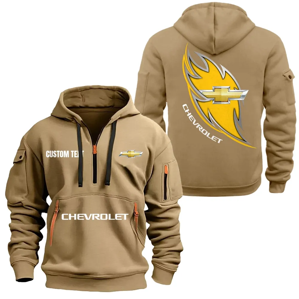 chevrolet hoodie half zipper car1701112057 car all over print hoodie half zipper khaki vd92j