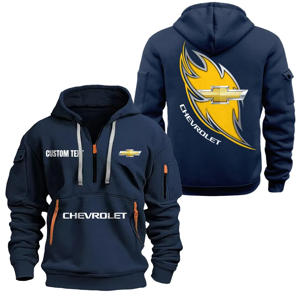 Chevrolet Hoodie Half Zipper CAR1701112057, CAR All Over Print Hoodie Half Zipper - Navy