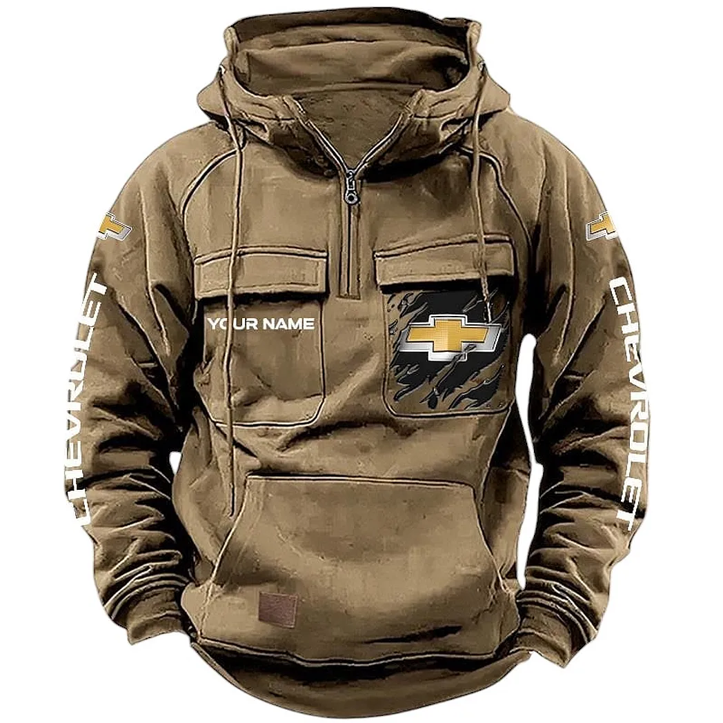 Chevrolet Hoodie Tactical Quarter Zip, Gift For Chevrolet Lovers CAR164022425126 - Khaki