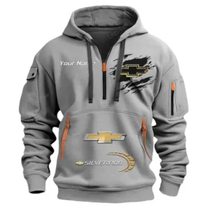 Chevrolet Silverado Half Zip Hoodie CAR113021425793, Best Gift for Him, Husband, Boyfriend - Gray