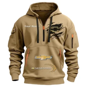 Chevrolet Silverado Half Zip Hoodie CAR113021425793, Best Gift for Him, Husband, Boyfriend - Khaki
