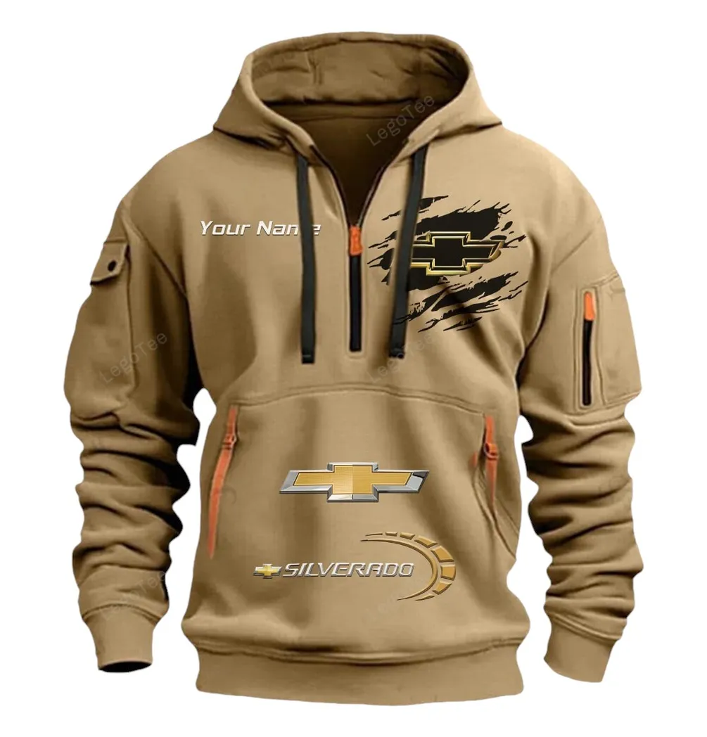 chevrolet silverado half zip hoodie car113021425793 best gift for him husband boyfriend khaki kqzca