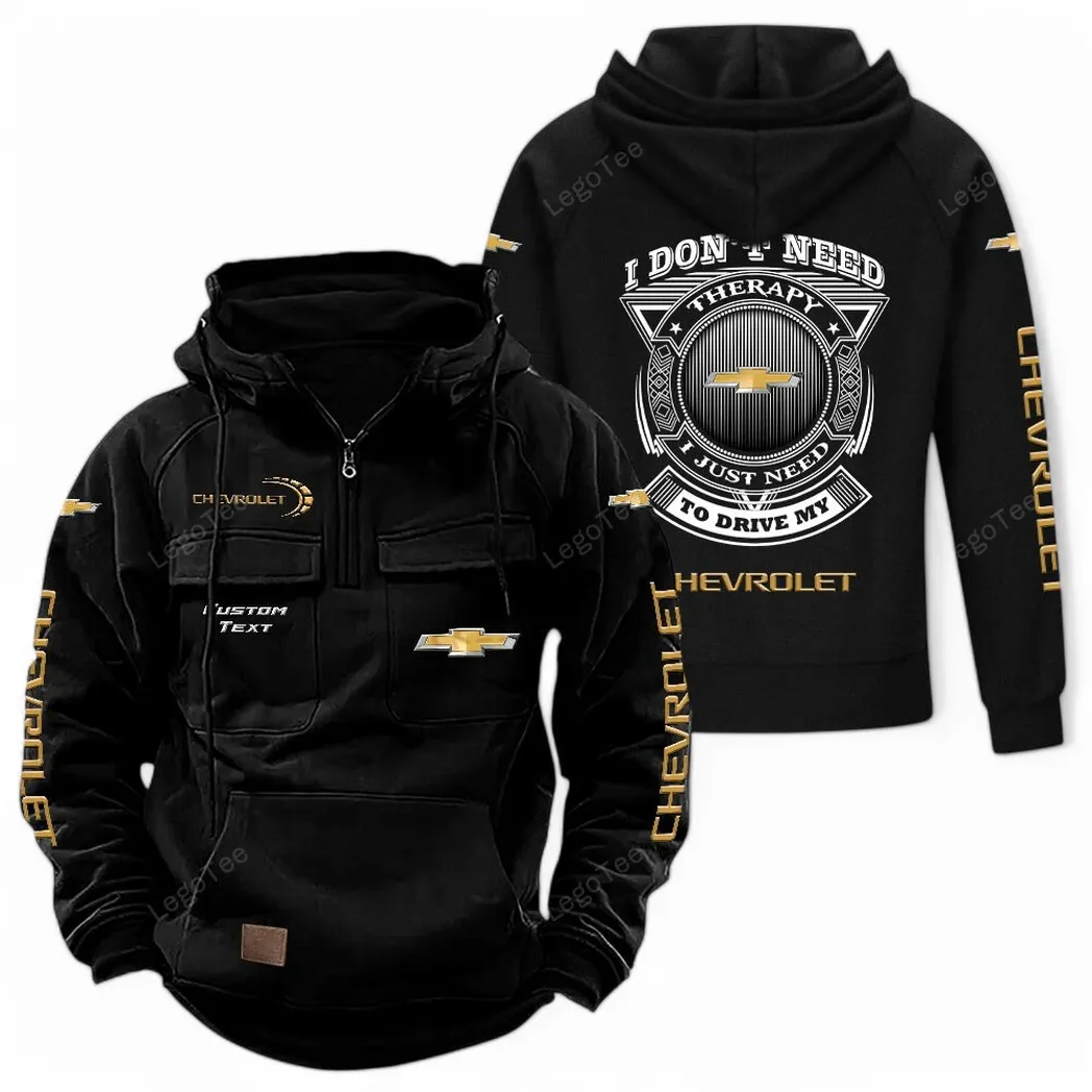 Chevrolet Tactical Quarter Zip Hoodie CAR106021525011, Gifts For Men, Him, Husband, Boyfriend - Black