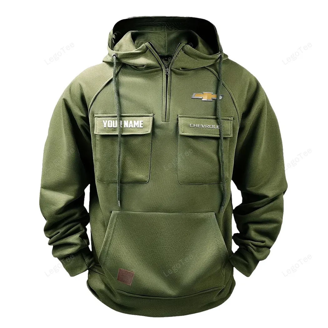 Chevrolet Tactical Quarter Zip Hoodie, Gift For Chevrolet Lovers, Gift For Him, Husband, Boyfriend - Army Green CAR109021425343-1