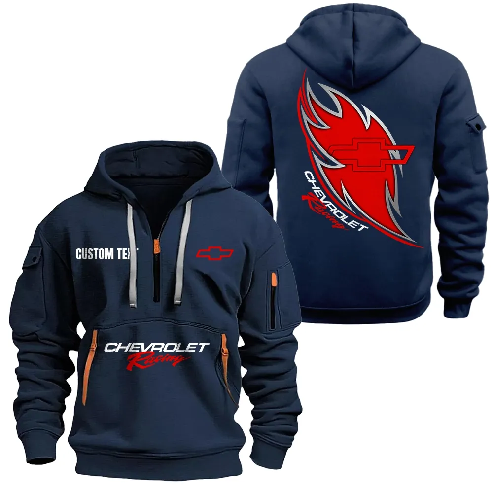 chevy racing Hoodie Half Zipper CAR1701112059, CAR All Over Print Hoodie Half Zipper - Navy