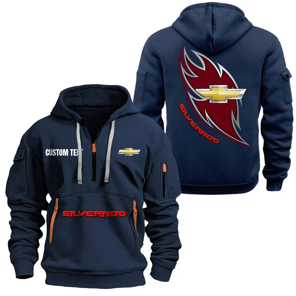 chevy silverado hoodie half zipper car1701112060 car all over print hoodie half zipper navy cdoa7