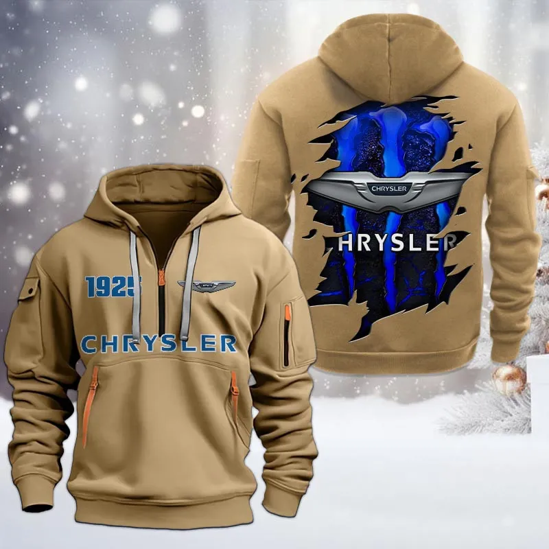 chrysler half zip hoodie all over print half zip hoodies for men car198032777 khaki ich4n