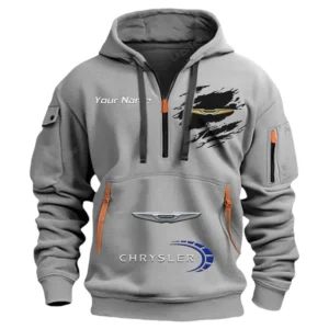 Chrysler Half Zip Hoodie CAR113021425821, Best Gift for Him, Husband, Boyfriend - Gray