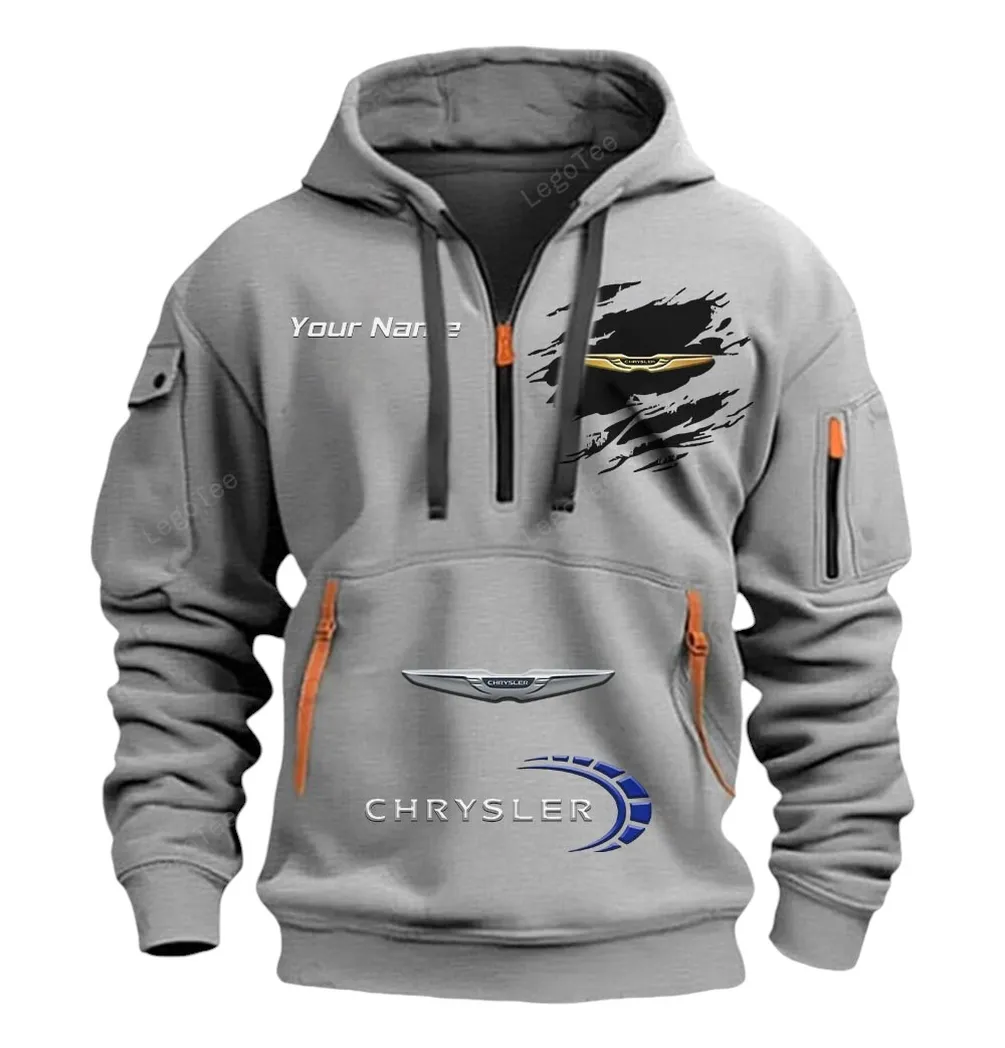Chrysler Half Zip Hoodie CAR113021425821, Best Gift for Him, Husband, Boyfriend - Gray chrysler half zip hoodie car113021425821 best gift for him husband boyfriend gray lqhri