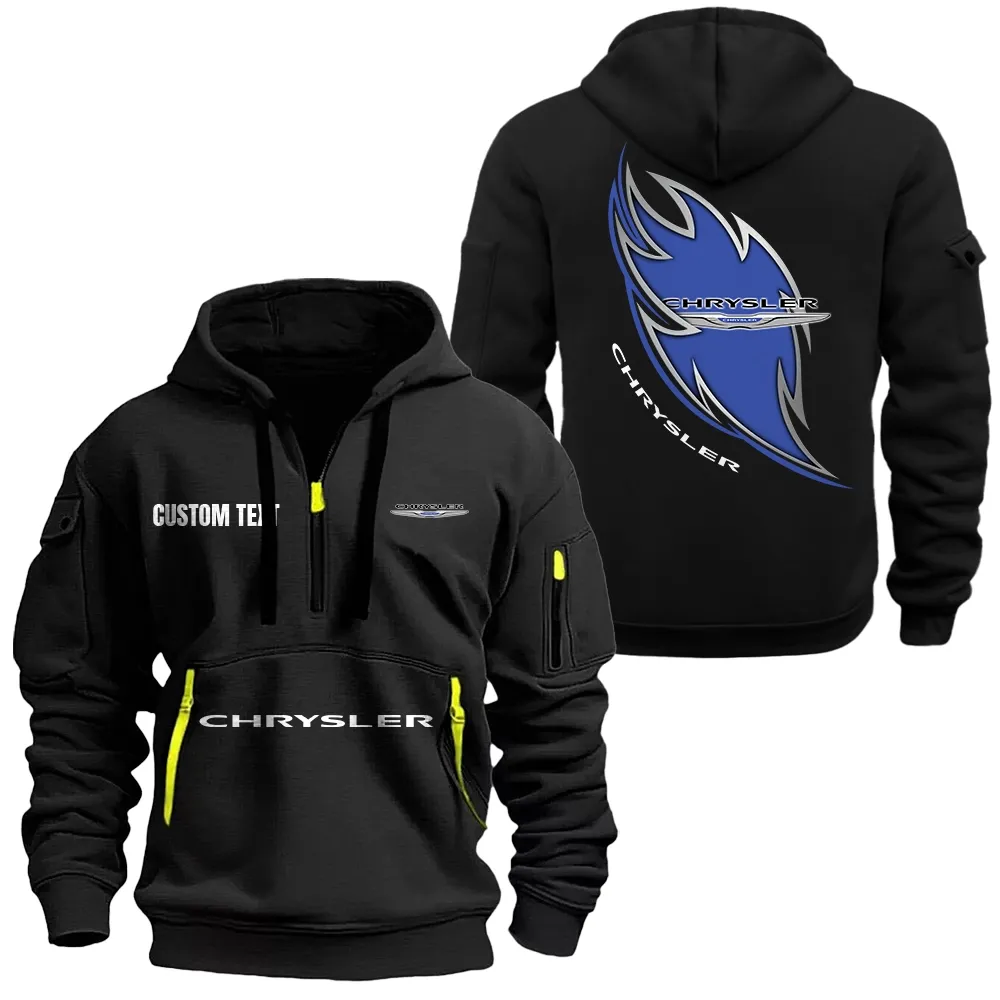 Chrysler Hoodie Half Zipper CAR1701112061, CAR All Over Print Hoodie Half Zipper - Black