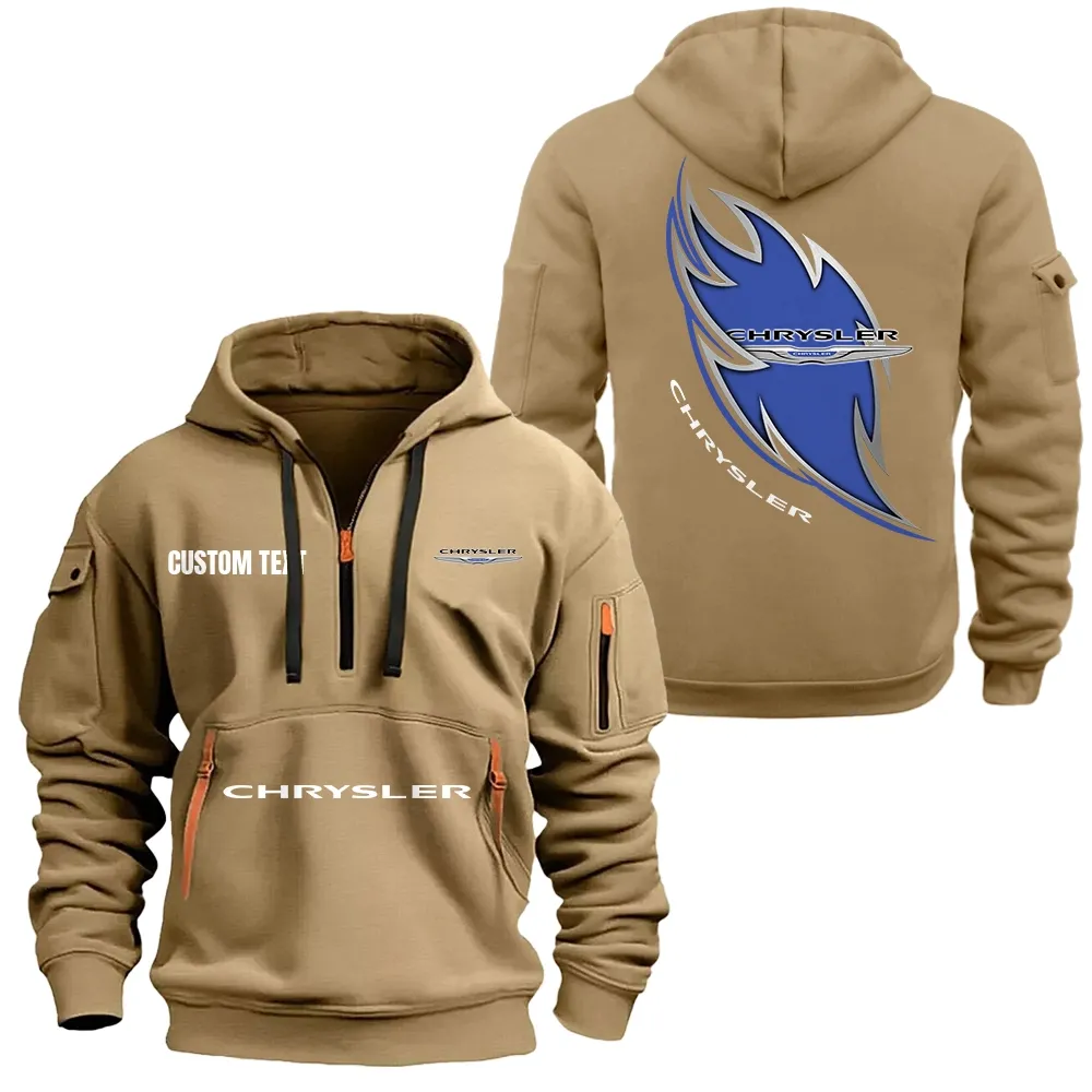 Chrysler Hoodie Half Zipper CAR1701112061, CAR All Over Print Hoodie Half Zipper - Khaki
