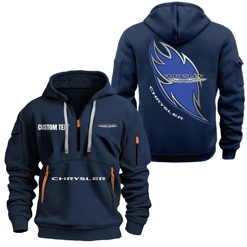 chrysler hoodie half zipper car1701112061 car all over print hoodie half zipper navy btt08