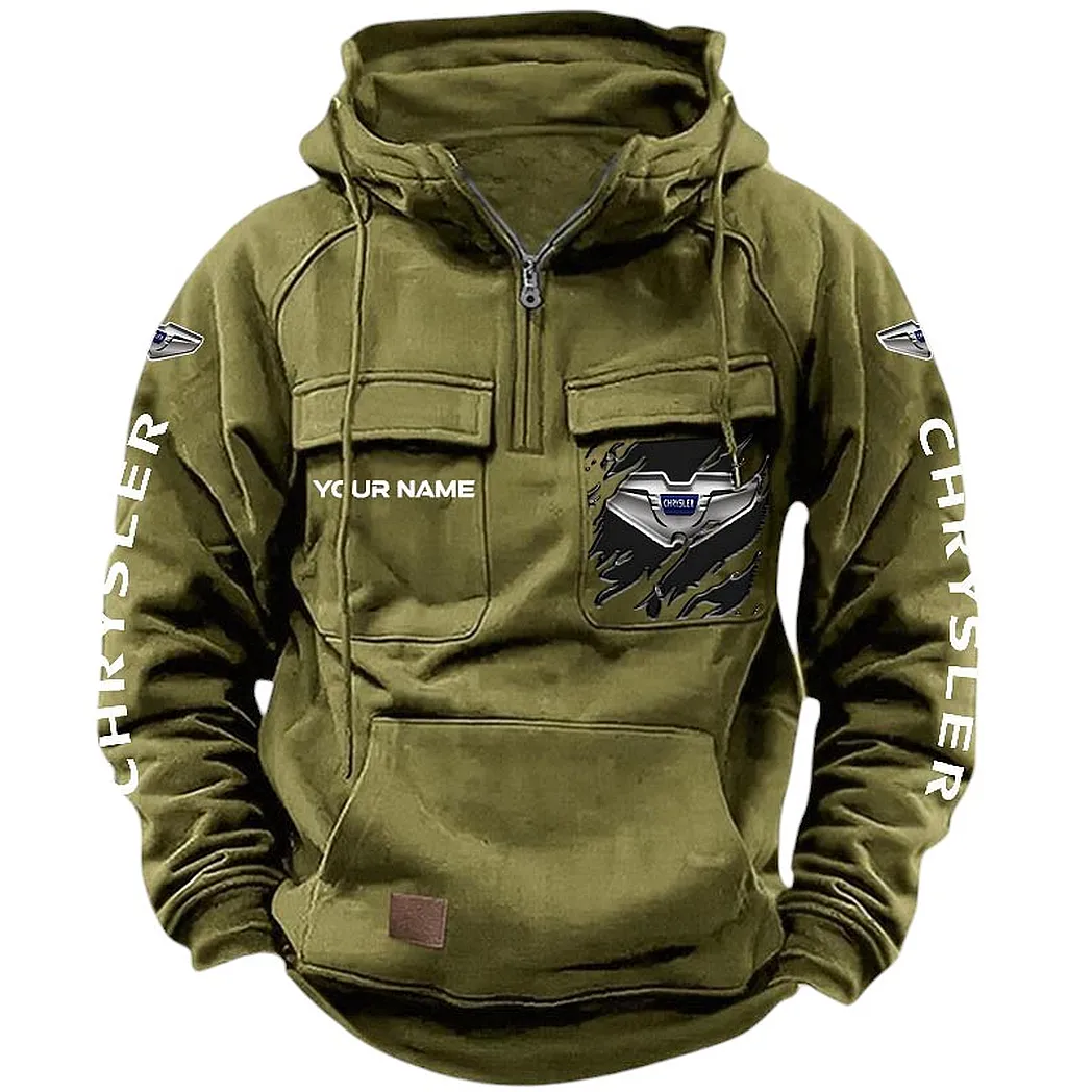 Chrysler Hoodie Tactical Quarter Zip, Gift For Chrysler Lovers CAR164022425156 - Army Green