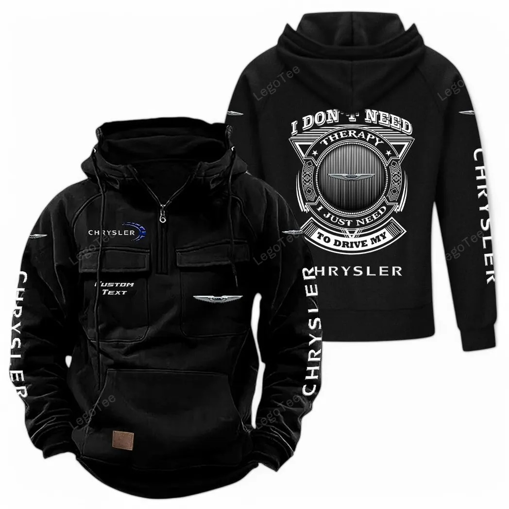 Chrysler Tactical Quarter Zip Hoodie CAR106021525058, Gifts For Men, Him, Husband, Boyfriend - Black