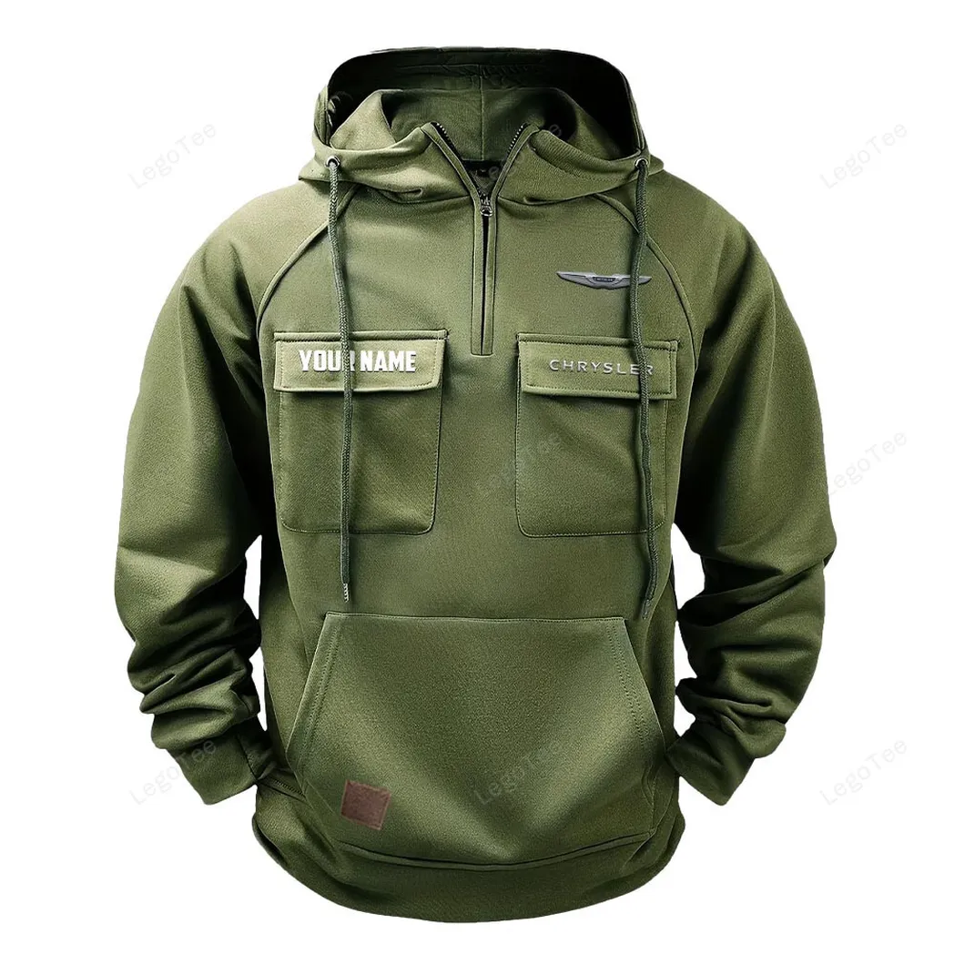 Chrysler Tactical Quarter Zip Hoodie, Gift For Chrysler Lovers, Gift For Him, Husband, Boyfriend - Army Green CAR109021425412-1