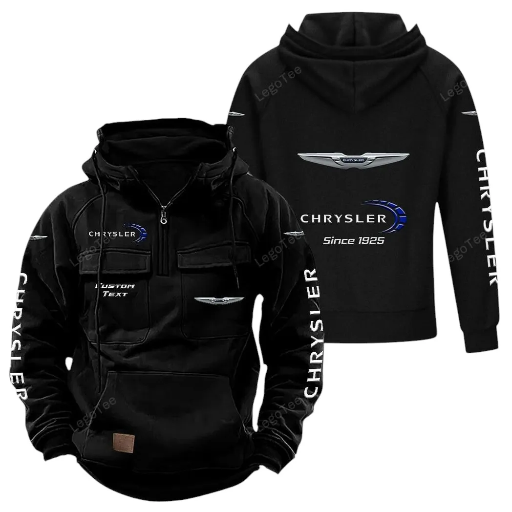Chrysler Tactical Quarter Zip Hoodie, Gift For Chrysler Lovers, Gift For Him, Husband, Boyfriend - Black CAR96021425737-2