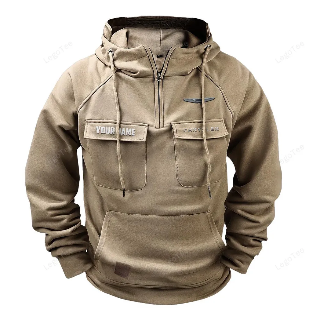 Chrysler Tactical Quarter Zip Hoodie, Gift For Chrysler Lovers, Gift For Him, Husband, Boyfriend - Khaki CAR109021425412-4