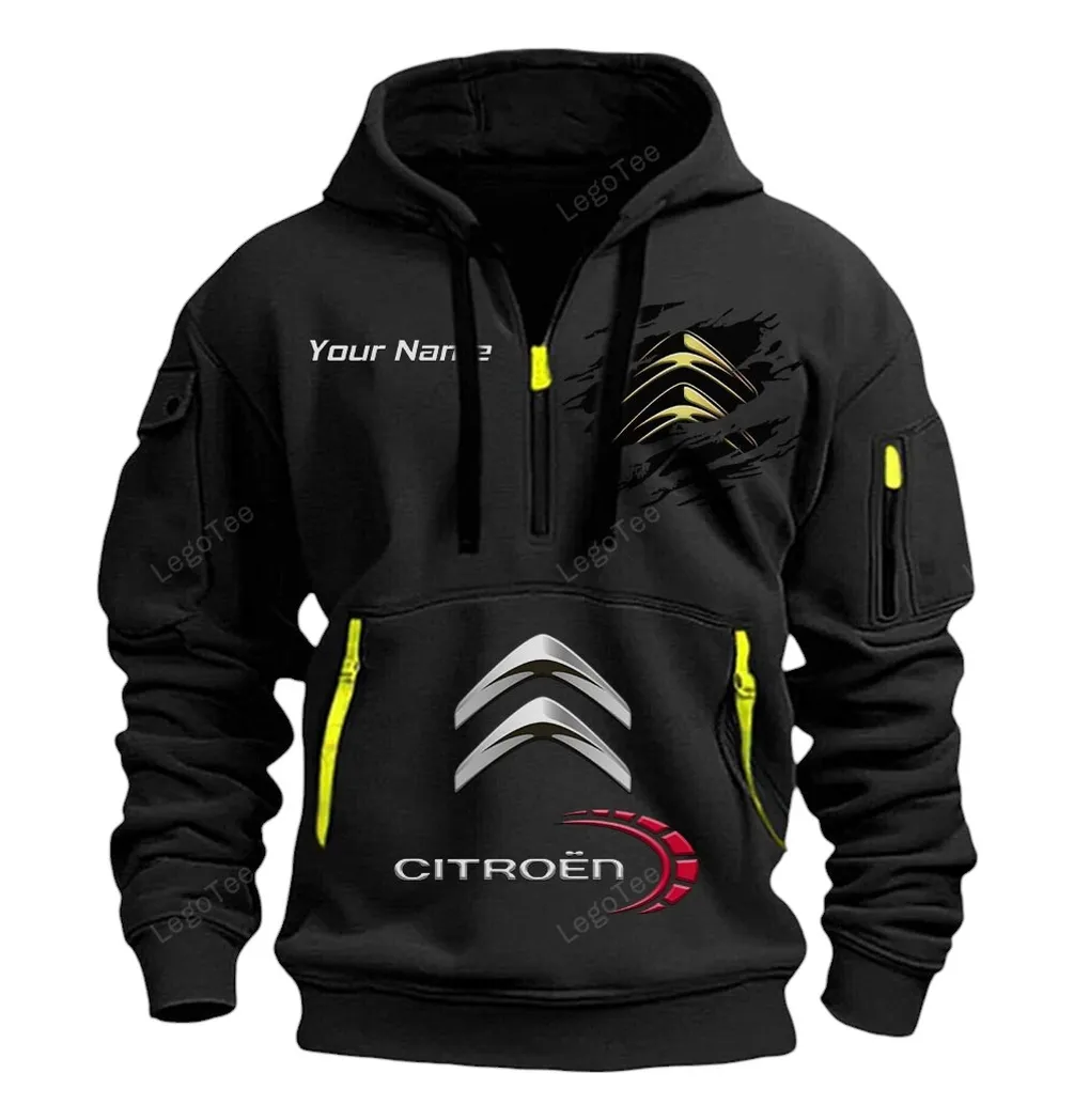 Citroen Half Zip Hoodie CAR113021425815, Best Gift for Him, Husband, Boyfriend - Black citroen half zip hoodie car113021425815 best gift for him husband boyfriend black bqe8f