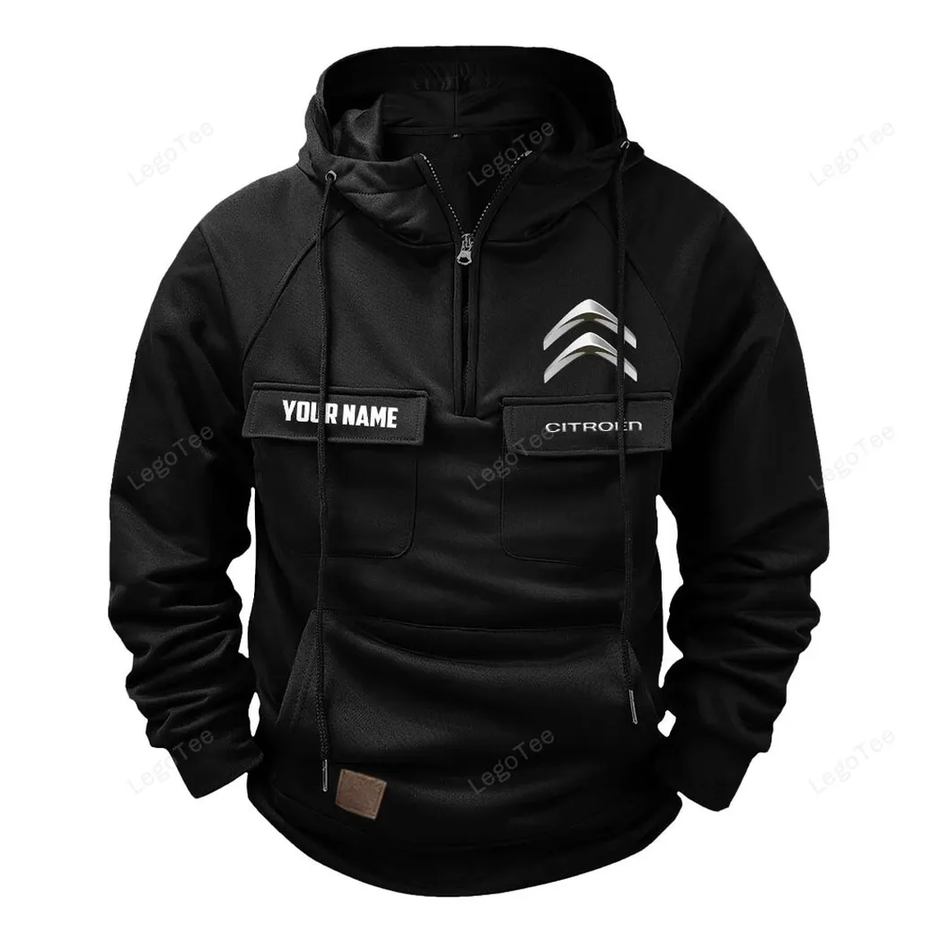 Citroen Tactical Quarter Zip Hoodie, Gift For Citroen Lovers, Gift For Him, Husband, Boyfriend - Black CAR109021425405-2