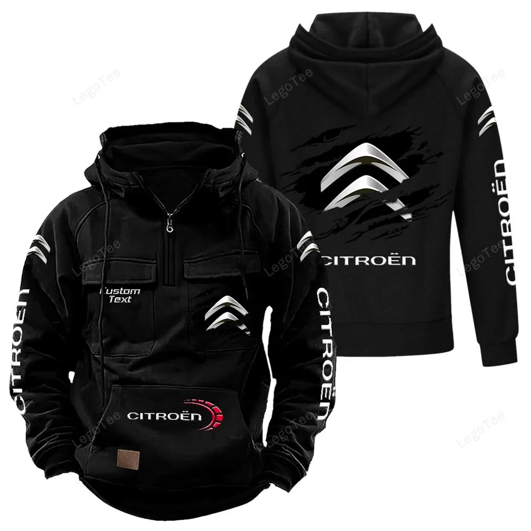 Citroen Tactical Quarter Zip Hoodie, Gift For Citroen Lovers, Gift For Him, Husband, Boyfriend - Black CAR122021425072-2