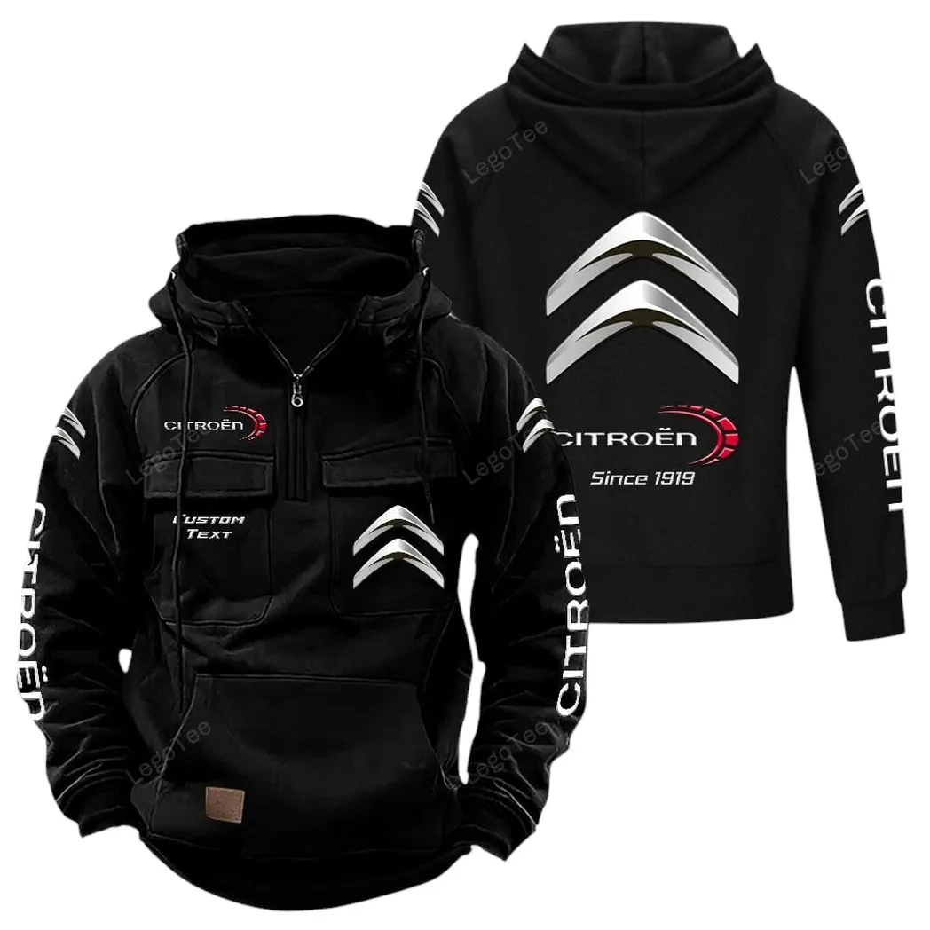 Citroen Tactical Quarter Zip Hoodie, Gift For Citroen Lovers, Gift For Him, Husband, Boyfriend - Black CAR96021425741-2