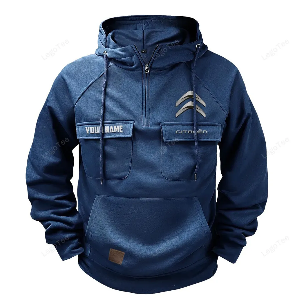 Citroen Tactical Quarter Zip Hoodie, Gift For Citroen Lovers, Gift For Him, Husband, Boyfriend - Dark Blue CAR109021425405-3