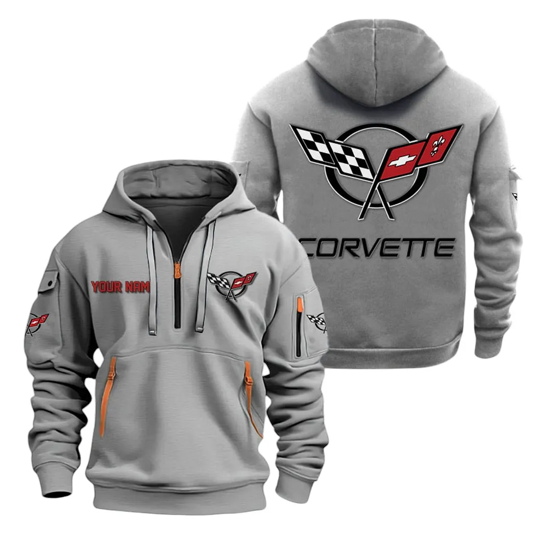 Corvette C5 Half Zip Hoodie For Men, Gift For Corvette C5 Lovers CAR20022125732 - Gray